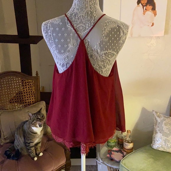 Spaghetti Strap Maroon Blouse - Picture 3 of 3